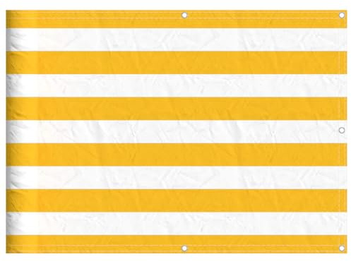vidaXL Balkon-Sichtschutz Gelb und Weiß Gestreift 75x1000 cm, Balkonsichtschutz, Balkonbespannung, Balkon Windschutz, Sichtschutz, Balkonverkleidung