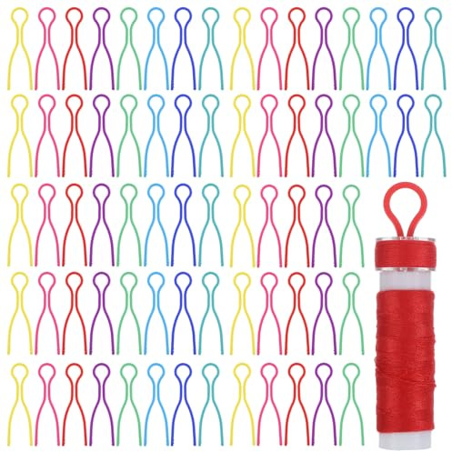 100 clips de soporte de bobina para hilo de bobina, suministros de costura para carretes en colores vibrantes, organizador de bobinas para costureras, edredones y entusiastas de las manualidades