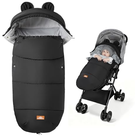 bemece Fußsack Kinderwagen Winter, Universal Fußsack Buggy mit Warmem & Bequemen Kristallvelours, Universal & Abnehmbar, Fusssack Kinderwagen Baby Winter für Buggys Kinderwagen - Schwarz
