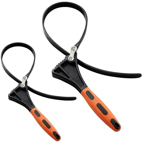 2 Pack Strap Wrench Set (4 & 6), Adjustable Oil Filter Strap Wrench