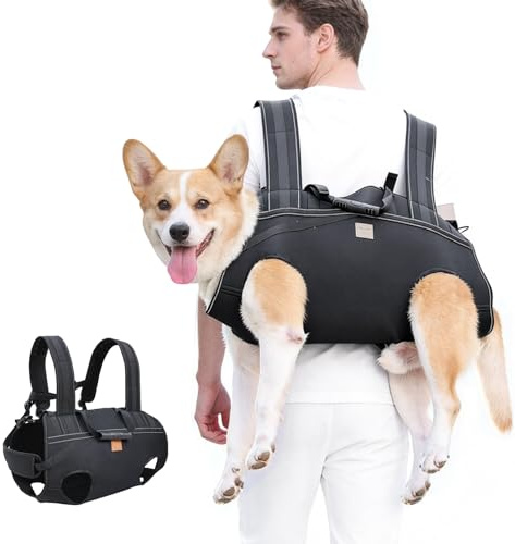 Grande écharpe de transport pour chien avec poignées rembourrées (convient pour poitrine de 49 à 63 cm), harnais de transport pour chien avec soutien complet du corps et aide à la mobilité pour chiens