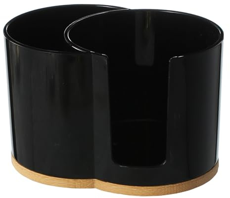 Distributeur de Disques Démaquillants et Porte-Cotons-Tiges, 2 en 1 Boîte de Rangement, Distributeur en Plastique à 2 Compartiments avec Base en Bambou, Rangement pour Salle de Bain