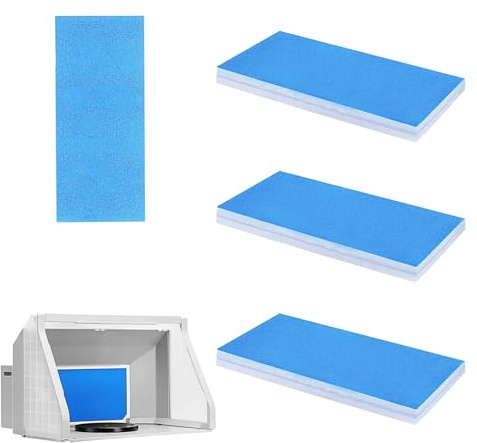 Lot de 4 tapis filtrants, filtres pour aérographe, filtre de cabine de pulvérisation, filtre à air double couche, accessoire aérographe, filtre de rechange adapté pour cabines de pulvérisation (bleu)