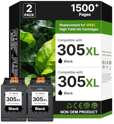 305XL Negro Cartuchos para Tinta HP 305 XL para Deskjet 2710 2720e(2 Negro)