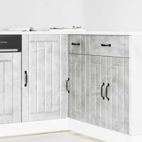 Holepyr köksunderskåp Lucca betonggrå trämaterial 86 x 46 x 81,5 cm med justerbara fötter och generöst förvaringsutrymme för porslin, tallrikar, grytor och bestick i köket