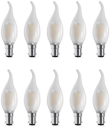 BELINGGO Ampoule Baillonette LED B15 Dimmable C35 4W Ampoules Baïonnette Filament Flamme Petit Culot 4W Équivalant 40W B15d Ampoule Baionnette Lumière Blanc Chaud 2700K, Lot de 10