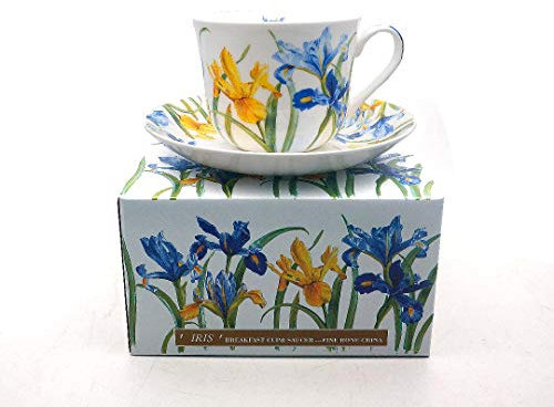 heritage BONE CHINA BREAKFAST CUP/SAUCER IRIS GIFT BOXED POSTAGE FREE UK