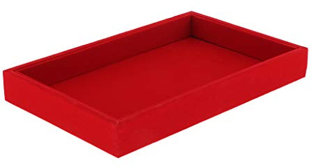 F Fityle Plateau à Bijoux en Velours Empilable pour Bagues Boucles d'oreilles Montres à Boutons Vintage, Rouge