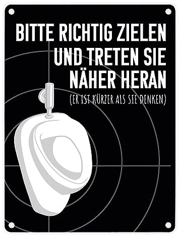 Bitte richtig zielen… Toilette Urinal Metallschild in 15x20 cm mit Fadenkreuz witziges Blechschild für die Toilette bitte richtig zielen nicht mehr daneben pinkeln mit Spruch