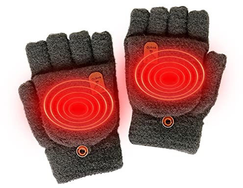 Abonda Guantes sin dedos para niños, punto elásticos invierno, guantes convertibles sin dedos, medio dedo para niños 2 a 15 años