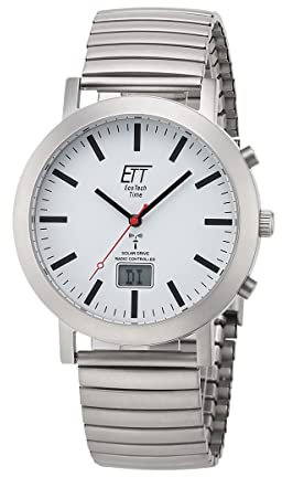 ETT Eco Tech Time Funk Solar Herren Uhr Analog mit digitalem Datum mit Edelstahl Zugband Armband EGS-11580-11M