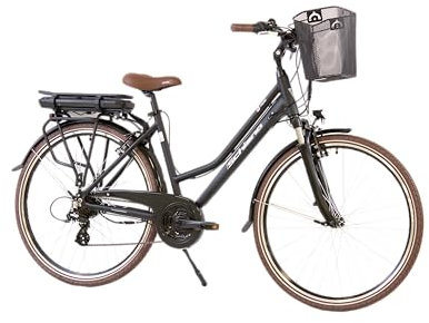 F.lli Schiano E-Ride, E Bike Trekking 28 Zoll, 36V 10.4Ah Abnehmbarer Akku, Motor 250W 40Nm, Trekking EBike für Herren/Damen, Schwarz