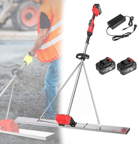 Kit vibratorio para solado de hormigón Herramienta de acabado de hormigón Regla de nivelación de superficies de hormigón, Máquina Vibratoria Eléctrica sin Cable para Solado de Cemento ,1.8m-2Battery