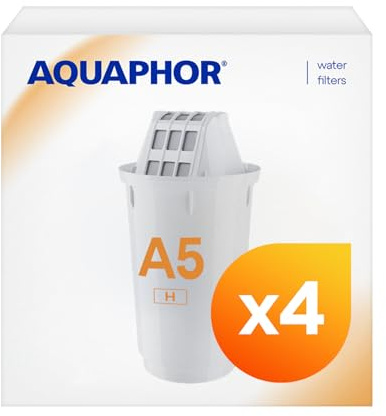 AQUAPHOR Filterpatron A5 H Pack 4 I Filtrerar kalk och klor samt tungmetaller och andra ämnen I 350 l klart och gott vatten I Med AquALEN Technology I För bättre mat och dryck