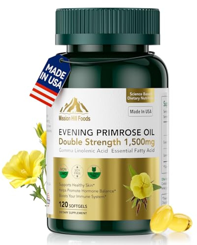 1500mg Evening Primrose Oil Capsules for Women | 240mg High GLA (16%) for Hormonal Balance & Skin Health (1 Bottle-120 Softgels-2mo Supply) Menopause Supplements | Non-GMO, Gluten-Free, Cold Pressed