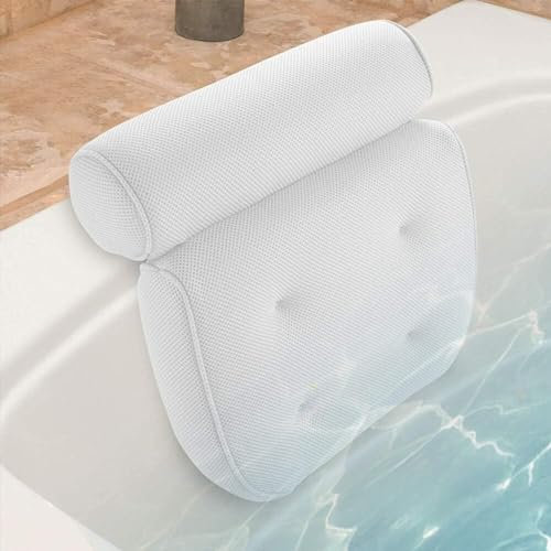 Luxury Bath Pillow Waterproof Air Mesh Bath Cushion With Suction Cups For Head And Neck | Ergonomic Bathtub Pillows Home Spa and Hot Tub Headrest | Bathing Accessories (Pack of 2)