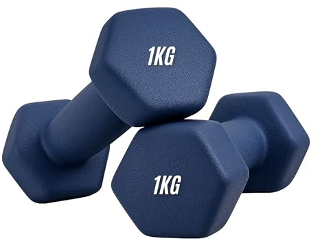 Neoprene Dumbbells 1KG x 2 Weights Iron Hand Aerobic Workout Fitness Gym | Comfortable To Hold and Soft on Floors Excellent Fitness Accessories For Toning and Strength Workouts - Blue