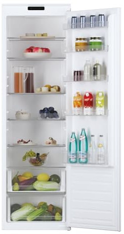 Candy CMS518EW - Réfrigérateur 1 Porte 178 cm Tout Utile - Intégrable À Glissière - 316l - Froid Statique - 39 dB - 6 Clayettes - Eclairage LED - Porte Réversible