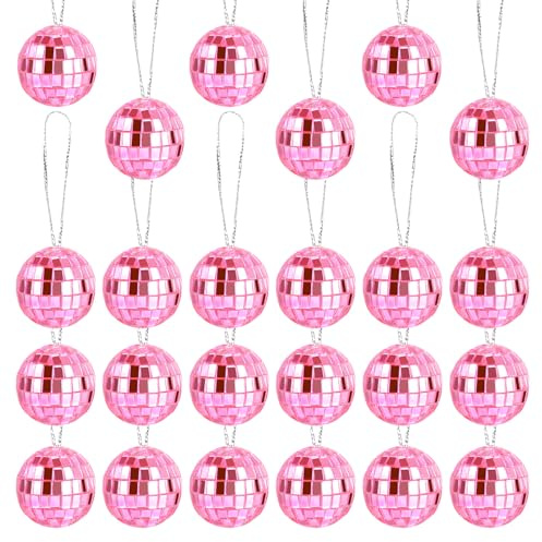 24pz Decorazioni per Feste con Palline Discoteca Sospese, 2,8cm Mini Palline Discoteca Specchio Palline Discoteca Rosa Decorazioni Feste Discoteca Ornamenti Palline Discoteca Halloween Festa