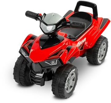 TOYZ Véhicule Porteur Goodyear Quad - Volant Fonctionnel avec Sons - Construction Sûre et Robuste - Compartiment de Rangement sous le Siège - Pour les Enfants de 12 à 36 Mois - 60x30x40cm - Rouge