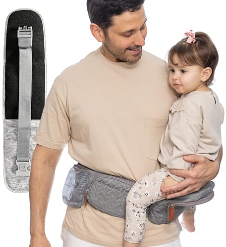Baby Hip Seat Carrier Toddler – Ergonomic and Adjustable Baby Carrier Newborn to Toddler with Hip Seat – Belt Extender Included, Perfect for Plus Size Parents. Travel and Baby Essentials