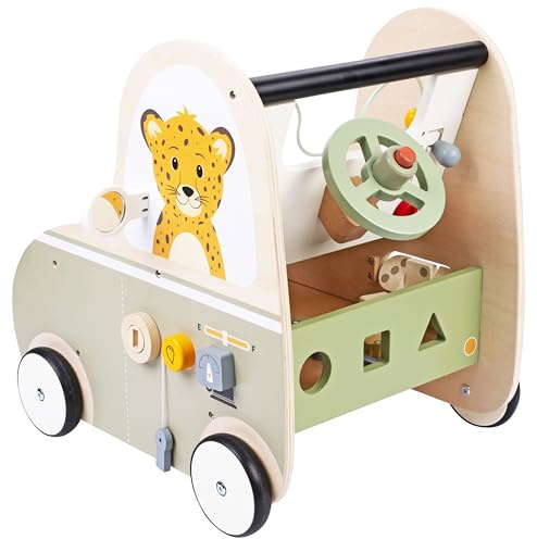 Engelhart - 640055 - Trotter in Legno Multi- attività - Giocattolo a Forma di Auto da Spingere per Bambini - Sviluppo Motorio e Educativo - A partire da 12 mesi