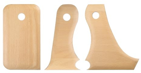 QUARKZMAN 3pcs Outils modelage en poterie en Bois hêtre Outils profilage poterie courbés Ensemble Texture façonnage Côtes en Bois hêtre pour la Sculpture céramique en Argile