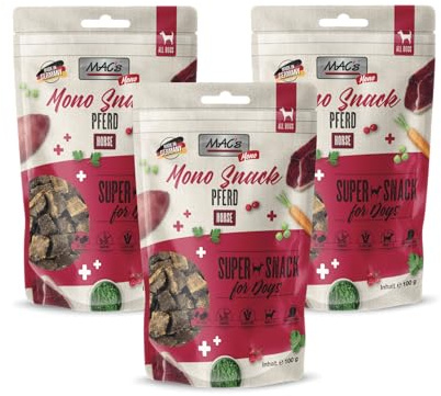 MACs Dog Mono Snack Multipack 3 x 100 g cavallo | Snack morbido senza cereali | Snack naturale per cani senza additivi | ideale per cani sensibili