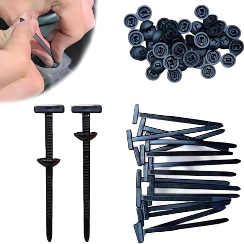 Nylon Universal Cable Tie Buckle, 120pcs Heavy-Duty Self-Locking UV-Resistant Wire Nylon Zip Tie Holders, Universal Push Mount Zip Tie Holders, Bumper Retainer Clips, Car Plastic Rivet Fasteners 50pcs