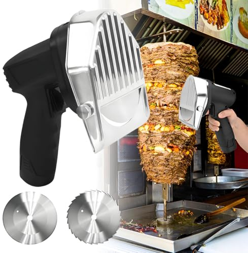 COAKUE Cuchillo eléctrico para Kebab, Cortador de shawarma, Grosor de Corte Ajustable de 0 a 8 mm, Capacidad de Corte de 60 kg/h para carnicerías y restaurantes. Wireless