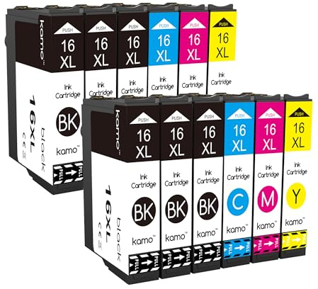 kamo 16XL Druckerpatronen Kompatibel mit Epson 16 16XL Patronen Multipack (12er-Pack), für Workforce WF-2010W WF-2510WF WF-2520NF WF-2530WF WF-2540WF WF-2630WF WF-2650DWF WF-2750DWF WF-2660DWF
