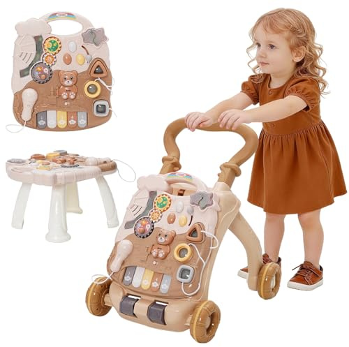 Andador Bebes 3 En 1, Andador para Bebés, Con Música y Luces, Velocidad Ajustable, Juguetes Extraíbles, Centro De Actividades Educativas, Juguete para Aprender Música para Niños, Estable y Seguro