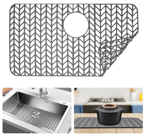 Xingch Tappetino in silicone per lavello da cucina, antiscivolo e ottimizzato per lo scolo, ideale per proteggere il fondo del lavandino e mantenere l'ordine in cucina (66cm x 35cm)