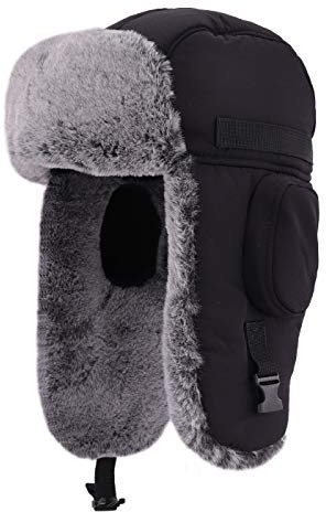 Gisdanchz Invernali Cappello Sci Ushanka Colbacco Uomo Russo Cappello con Paraorecchie Aviatore Cappelli Colbacco Invernale Impermeabile Russia Neve Berretto Cappelli Inverno Nero