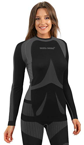 sesto senso Femme sous-Vêtement Fonctionnel Maillot de Corps à Manches Longues Couche de Base M Gris