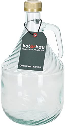 KOTARBAU® Botella decorativa con tapón de corcho y asa, jarra de cristal, capacidad 2 L