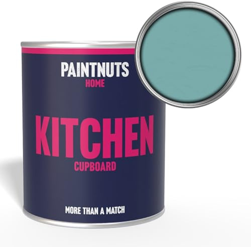 Paintnuts Kitchen Cupboard Paint - RAL-6034 - PASTEL TURQUOISE Gloss 1 Litre Tin