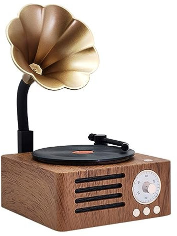 OSMARI Bluetooth Speaker Retro Wood Grain Wireless Subwoofer Radio Portable Gramophone Record Player Audio 138 * 112 * 150MM