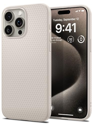 Spigen Hülle für iPhone 15 Pro Max Liquid Air Case Handyhülle Schutzhülle Cover Dünn Slim -Natural Titanium