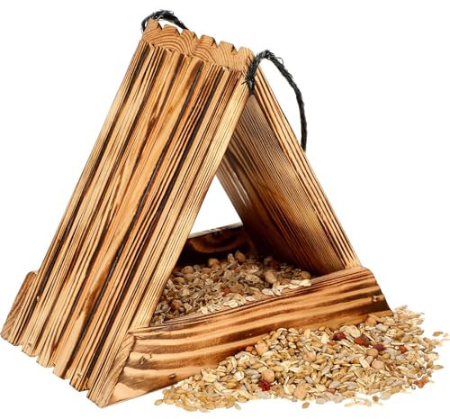 Browin Vogelfutterhaus zum Aufhängen 751204 | Wetterfestes Futterhaus für Vögel | Vogelhaus aus geflammtem Holz zur ganzjährigen Wildvögel Fütterung | Nachhaltiges Design für Vogelbeobachter