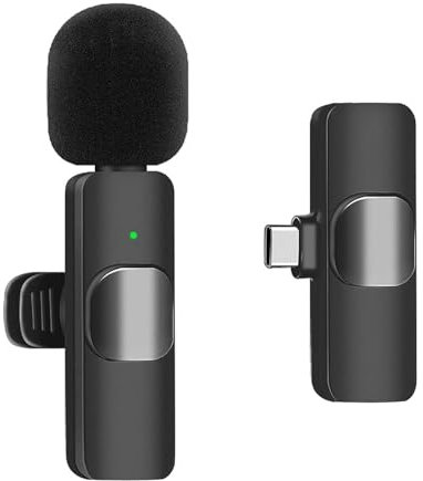 Lancoon Microfono Lavalier wireless compatibile con Android Laptop Mini Clip con cancellazione del rumore Plug and Play per Live Streaming Vlog Intervista