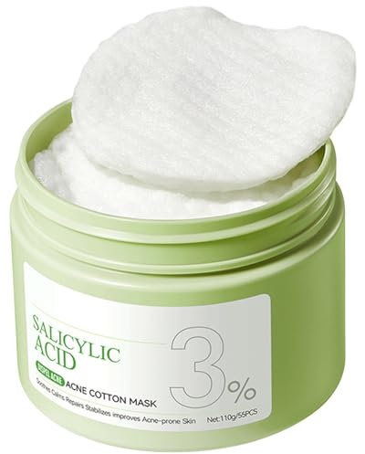 3% Salicylic Acid Face Pads - Face Exfoliator Pad For Acne Prone Skin - Toner Pads -Toner Pad Korean Skincare - Acne Treatment - Gentle Exfoliation Face Wipes - Reduces Blackheads 110g (Pack of 55)