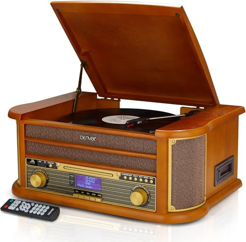 Platines vinyles rétro Gramophone, tourne-disques vintage, lecteur CD et cassette 3 vitesses avec haut-parleurs intégrés, radio AM/FM, enregistrement USB/TF, tourne-disque vinyle avec télécommande