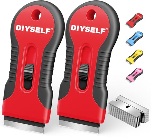 DIYSELF 2er-Pack Rasierklingenschaber, 10 Ersatzklingen für Mental-Rasierklingen, hocheffizienter Rasierklingenschaber, langlebiger Glasschaber für Herd, Küche und Backofen