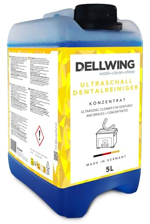 Dellwing Dentalreiniger 5 l, Konzentrat für Ultraschallgeräte, Reinigungsmittel für Zahnersatz, Zahnspangen, Made in Germany