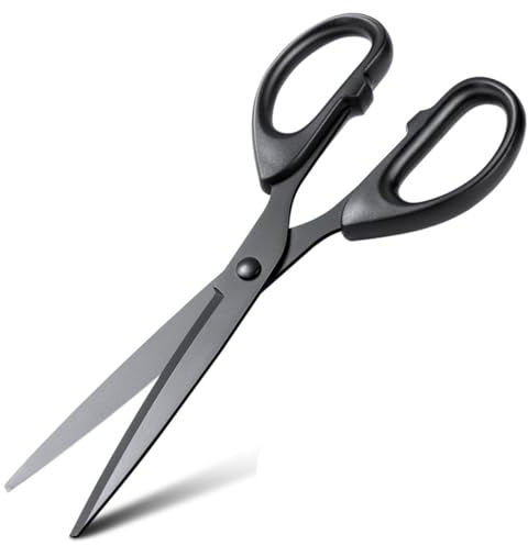 ZMREN Forbici Ufficio, Forbici ultra affilate Rivestita, Presa comoda Antiruggine e durevole, Per casa, ufficio e scuola, Lunghezza 21 cm - Nero