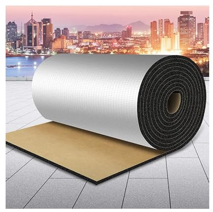 Panneau isolant en rouleau de mousse d'aluminium autocollant, peut être utilisé dans les voitures, les murs, les toits et les dortoirs d'usine.(1*1m/3.2*3.2ft,15MM(THK))