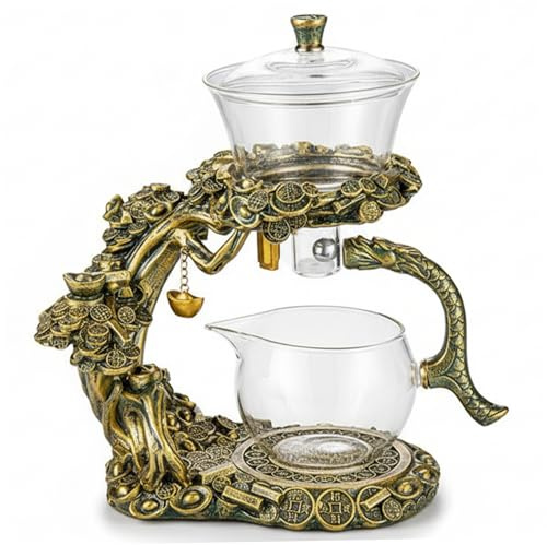 Teiera magnetica Set da tè in vetro Kung Fu con lingotto con infusore Teiera in vetro automatica staccabile e facile da pulire per uomo e donna