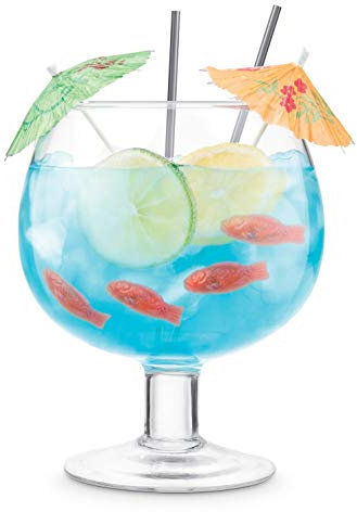Final Touch Fishbowl Cocktail Ballon Glas XL 1,3 l | Party Margarita Daiquiri Blue Lagoon Riesen-Trinkbecher