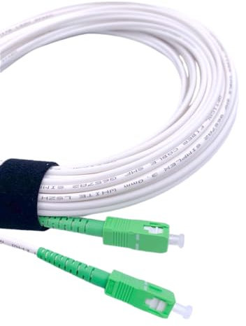 Elfcam Cable Fibra Óptica 3m SC/APC a SC/APC Monomodo Simplex Blanco - Compatible con Orange Movistar Vodafone Jazztel Free y SFR LSZH